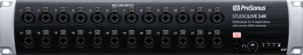 Mezcladora digital PreSonus StudioLive 24R panel de entradas