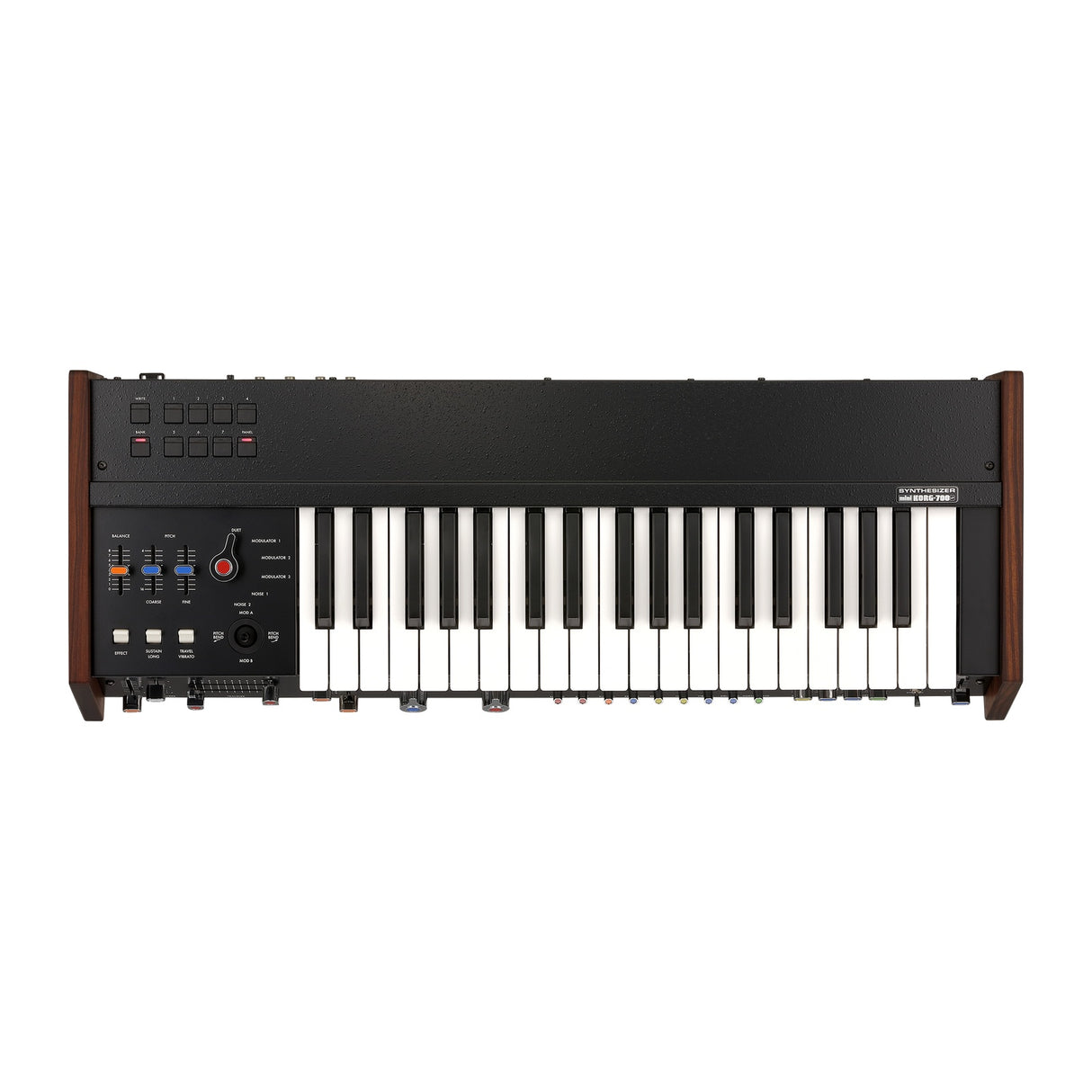 Sintetizador Korg miniKORG 700 FS vista oficial completa sobre fondo blanco