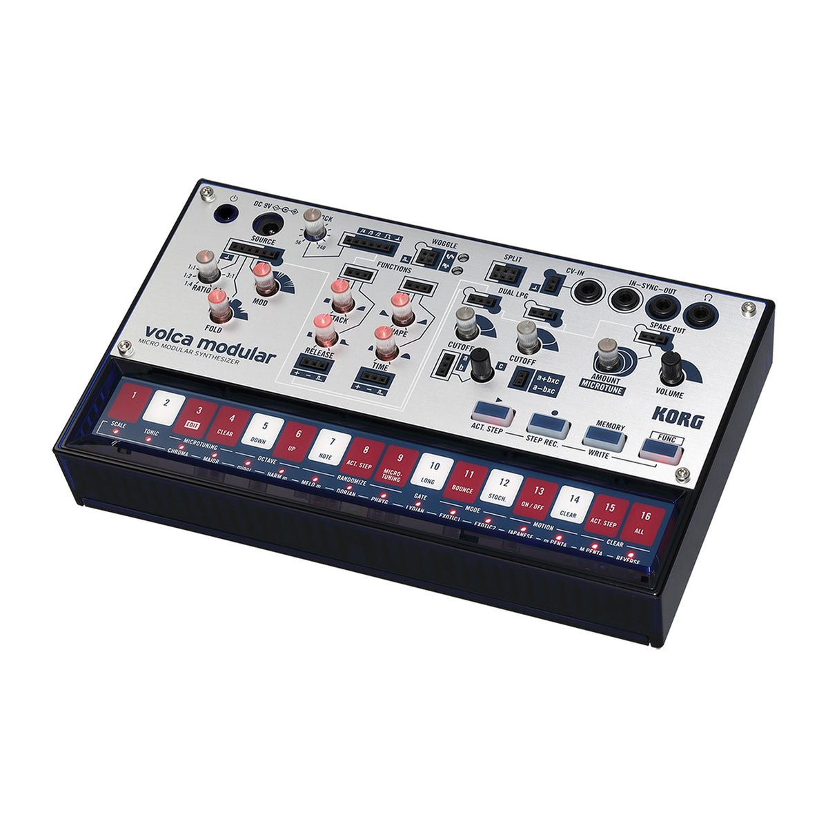 Sintetizador Korg Volca Modular vista oficial completa sobre fondo blanco