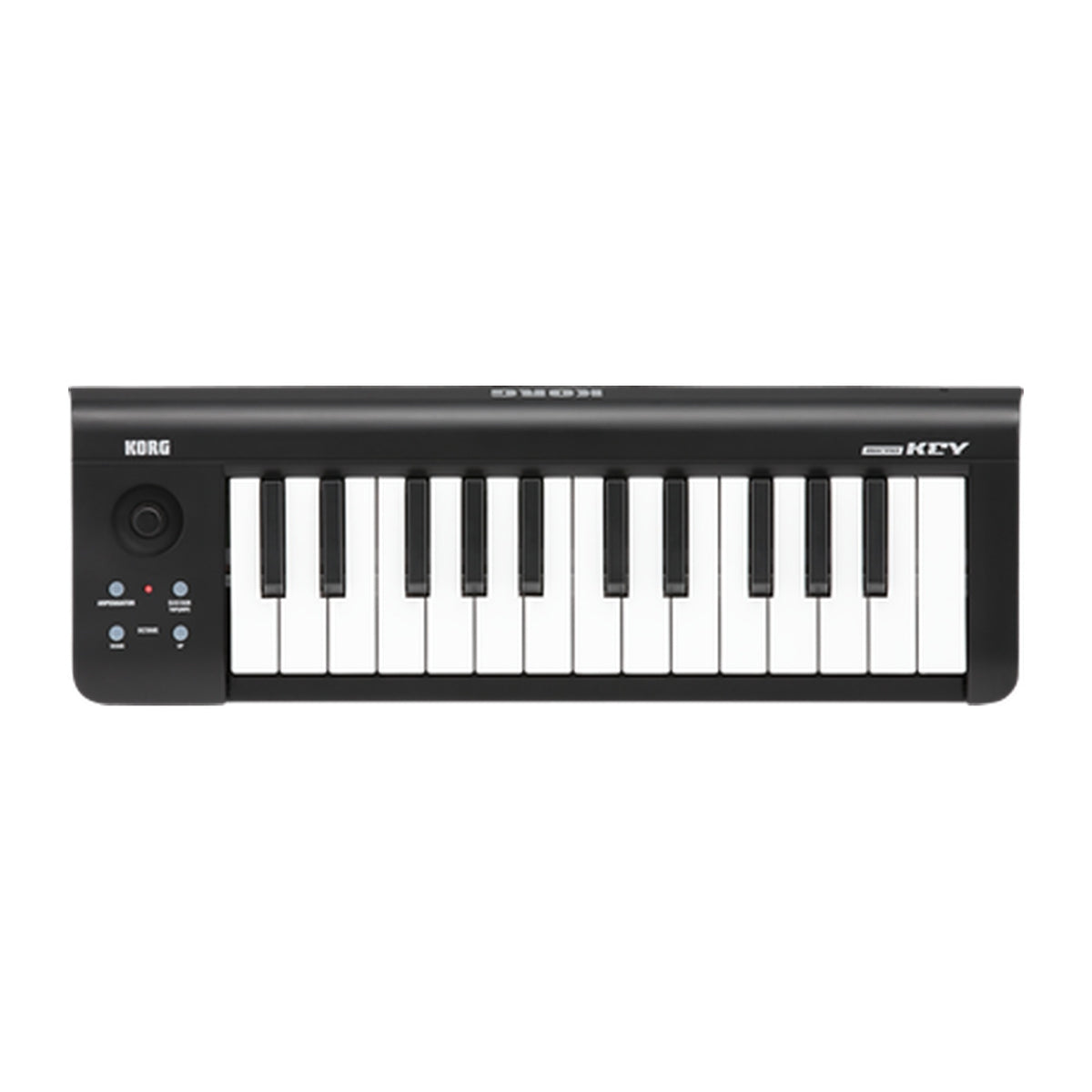 Controlador MIDI Korg microKEY 25 vista oficial completa sobre fondo blanco