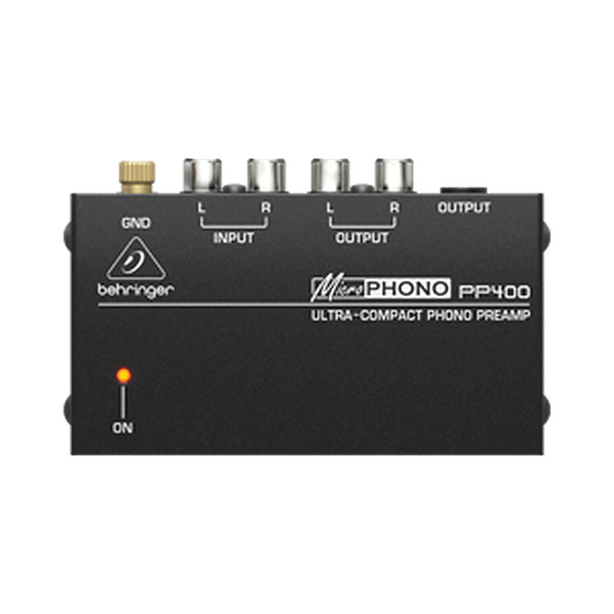 Preamplificador para tornamesa Behringer MICROPHONO PP400, vista frontal