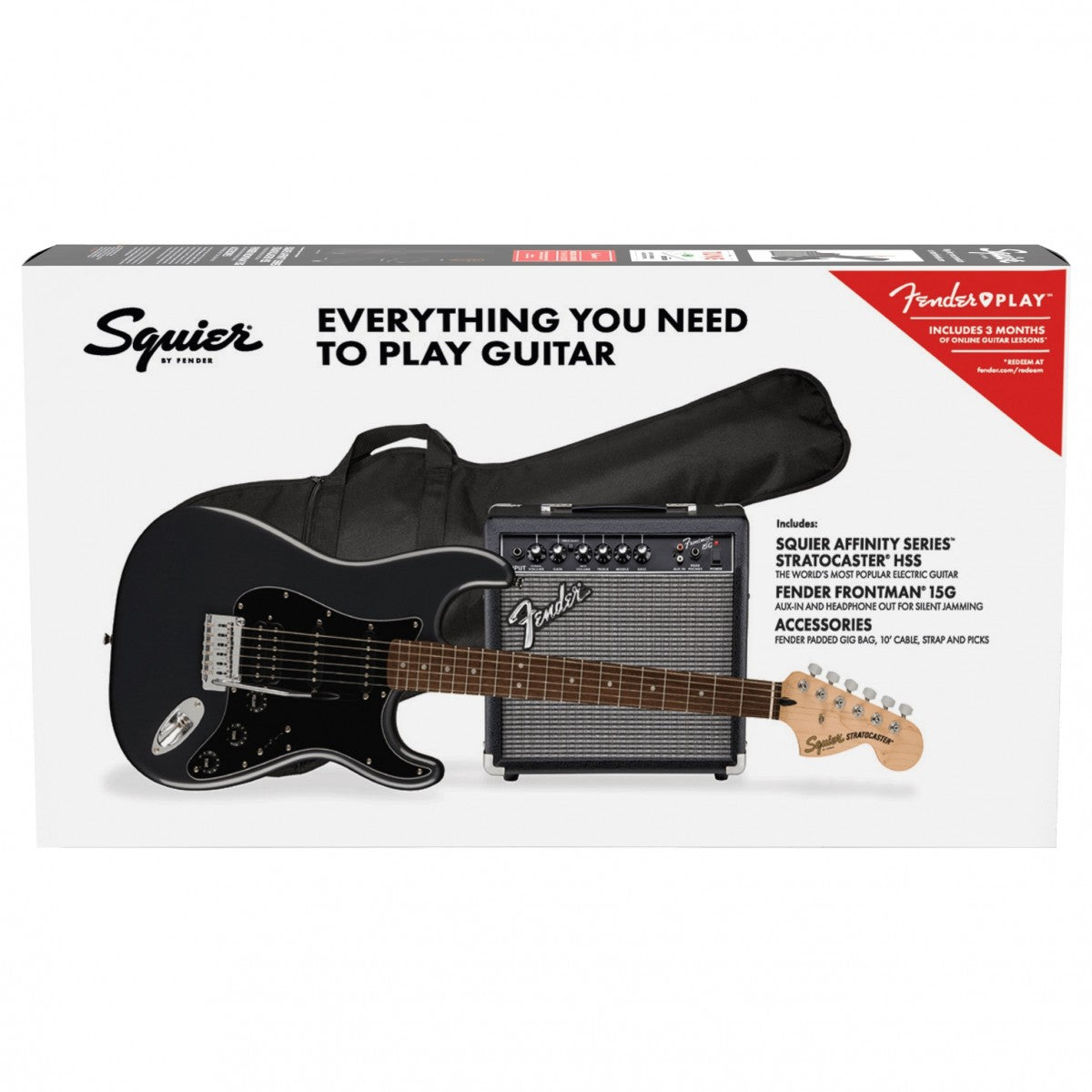 Combo Guitarra Eléctrica Fender Squier Affinity Stratocaster HSS Negro