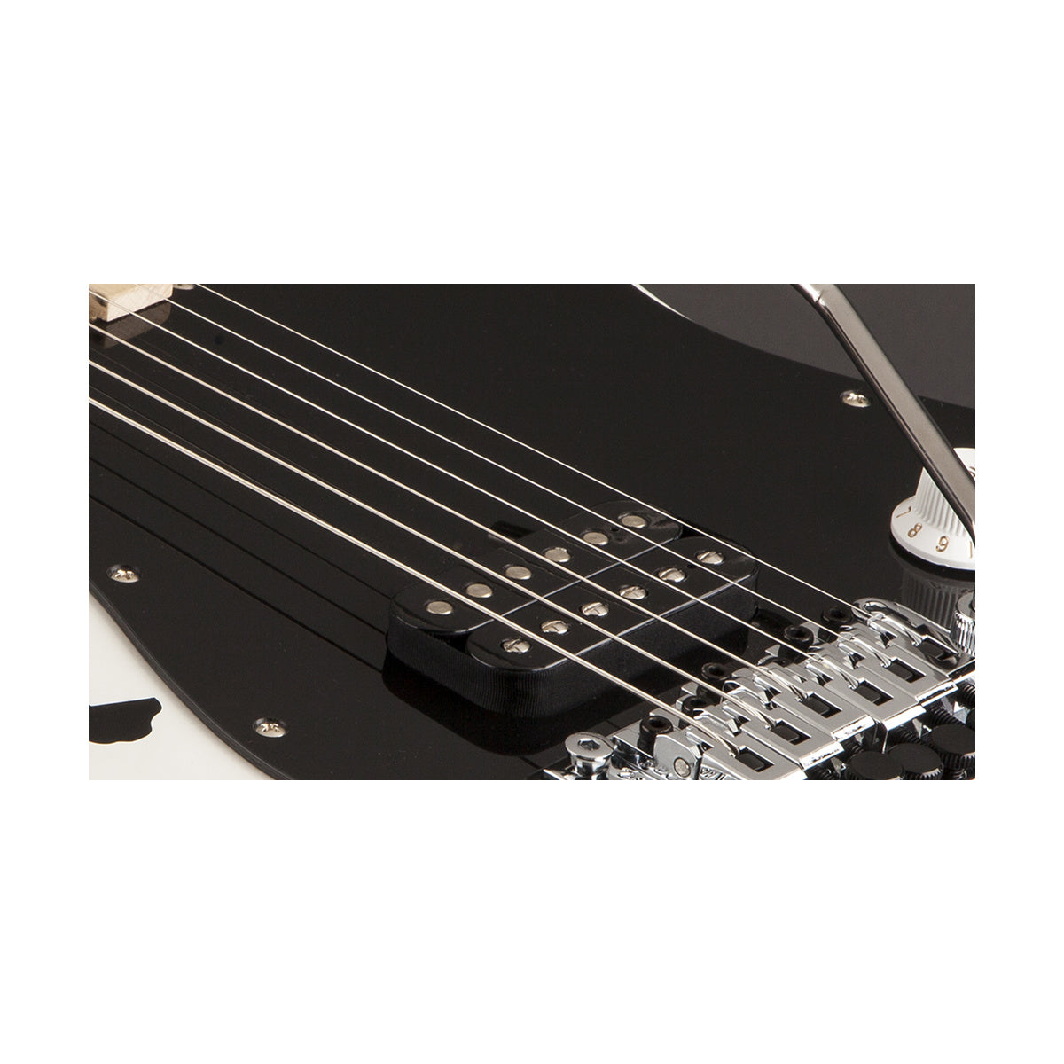 EVH Striped Series 5107902576 White with Black Stripes, detalle de la pastilla EVH Wolfgang