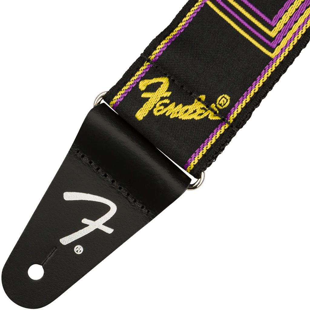 Correa Fender Neon Monogram Morado y Amarillo