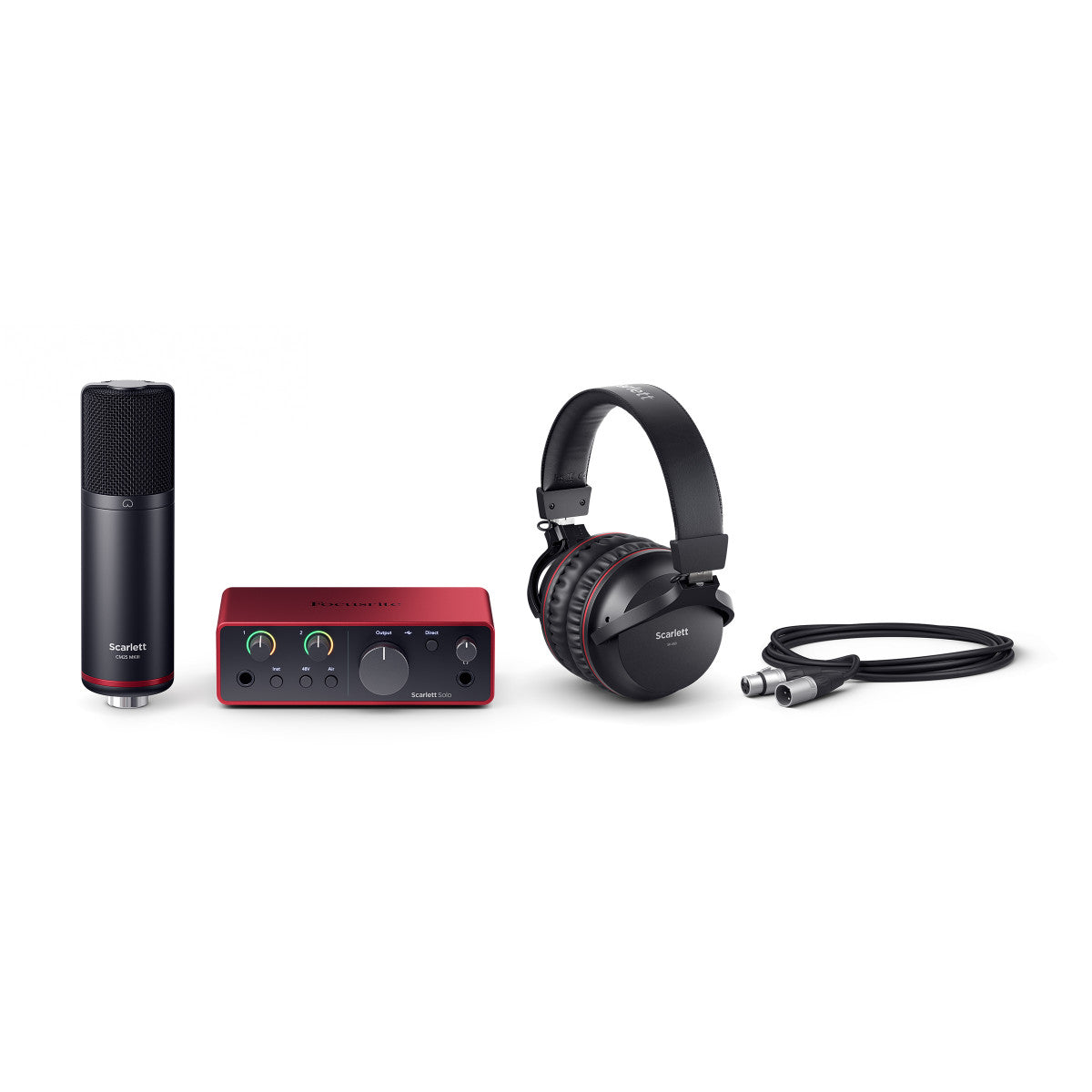 Componentes del kit Focusrite Scarlett Solo Studio 4.ª generación
