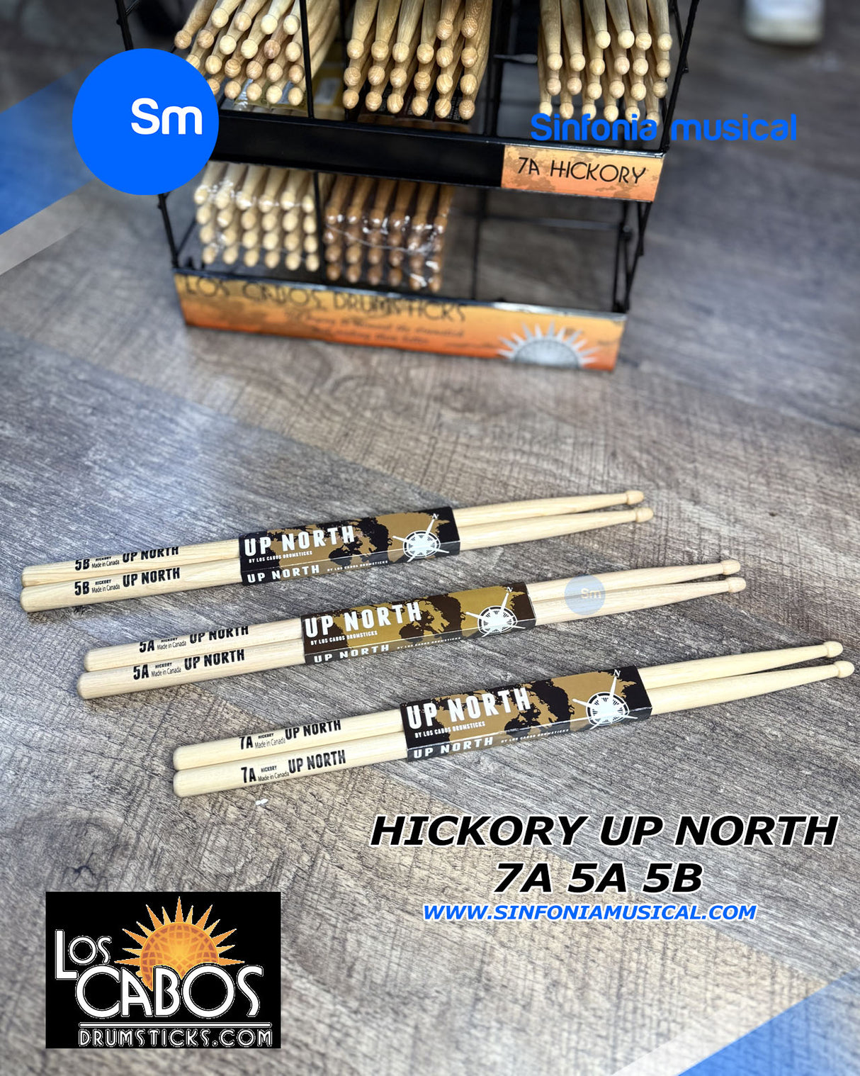 Baquetas Los Cabos Drumsticks Hickory Up North 5B