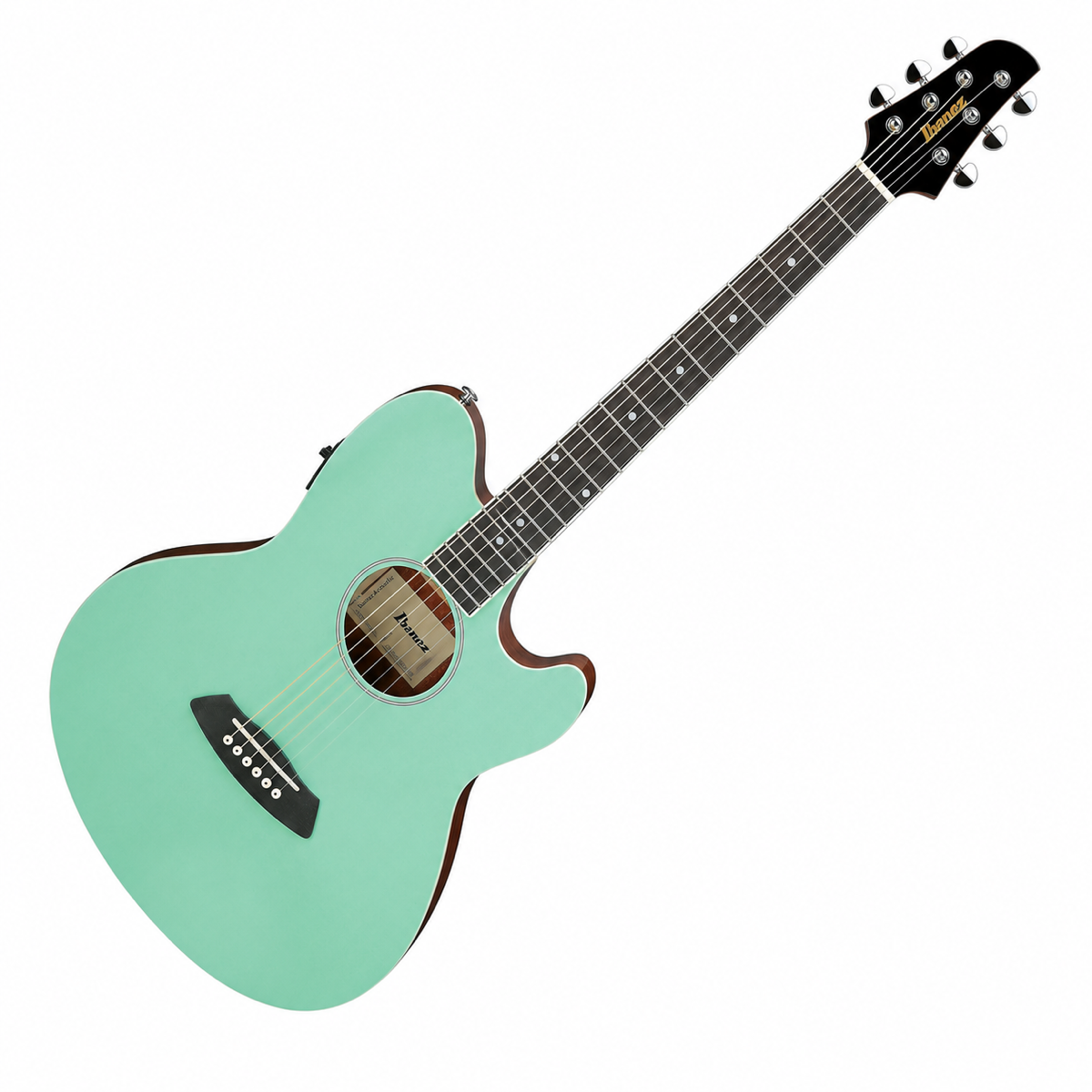Guitarra electroacústica Ibanez TCY10E-SFH Seafoam Green High Gloss, vista principal diagonal