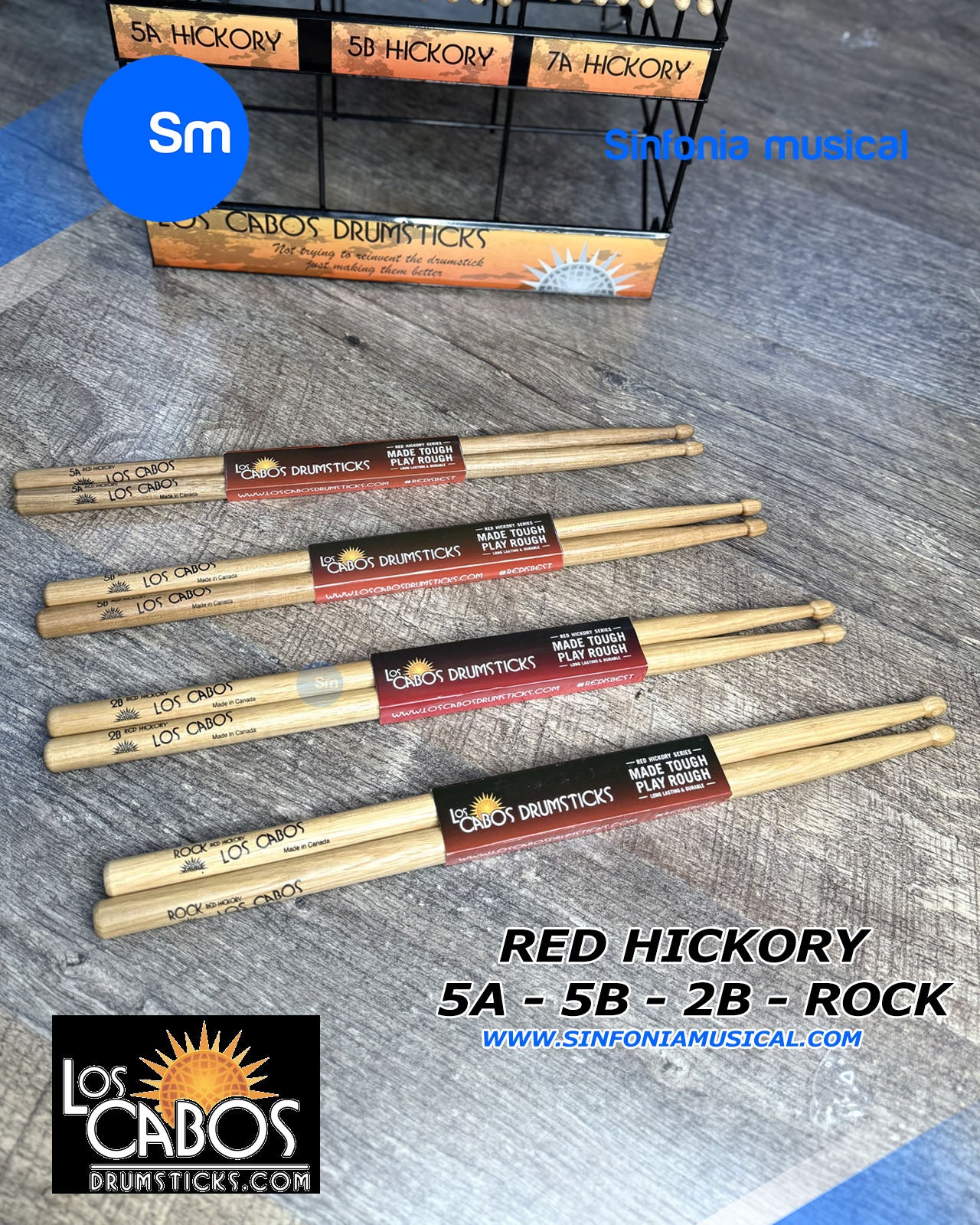 Baquetas Los Cabos Drumsticks Red Hickory 5A