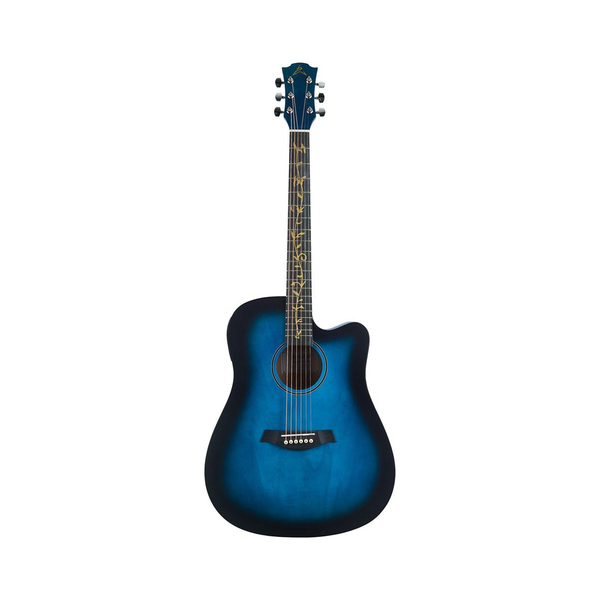 Guitarra Electroacústica Ayson AG4114E Azul Mate completa en vista frontal sobre fondo blanco