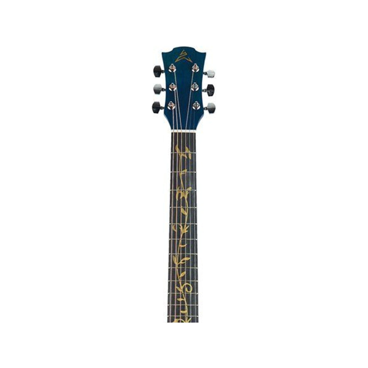 Detalle del clavijero de Guitarra Electroacústica Ayson AG4114E Azul Mate sobre fondo blanco