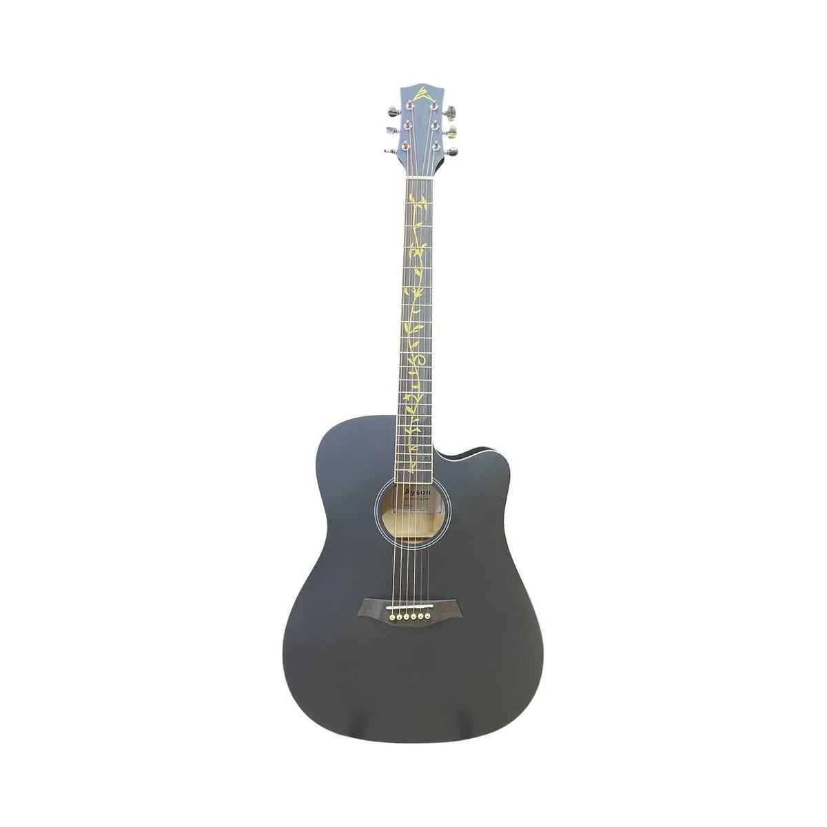 Guitarra Electroacústica Ayson AG4114E Negro Mate completa en vista frontal sobre fondo blanco