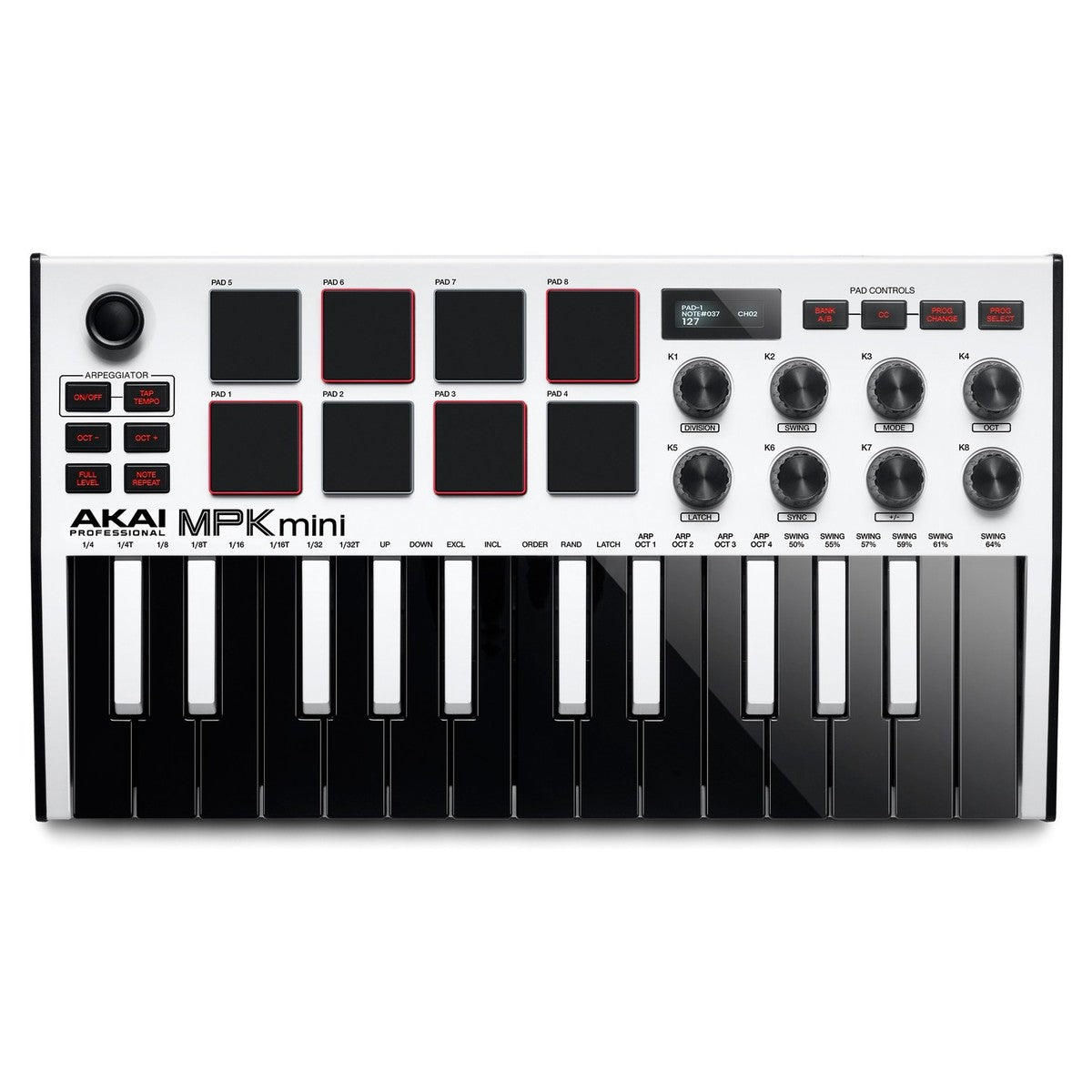 Controlador Akai MPK Mini MK3 blanco - vista principal