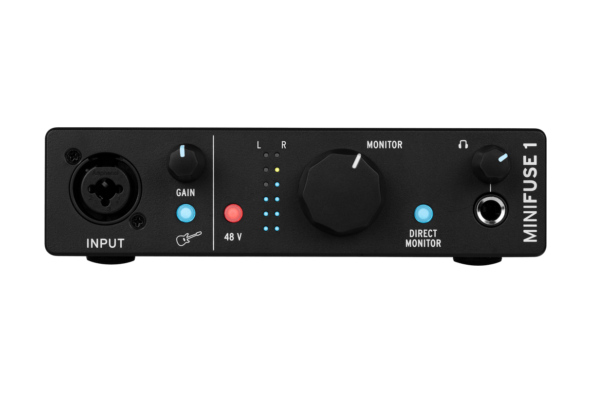 Interfaz de audio Arturia MiniFuse 1 negra, vista principal