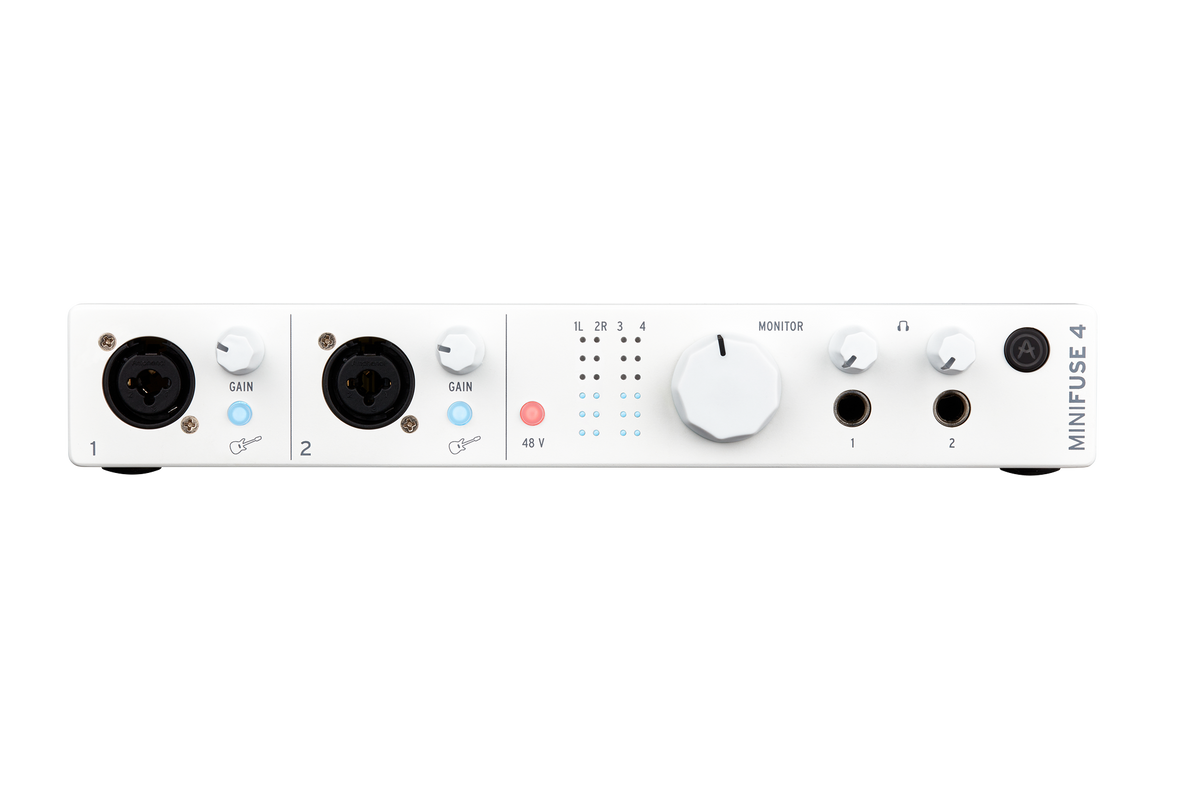 Interfaz de audio Arturia MiniFuse 4 blanca, vista principal