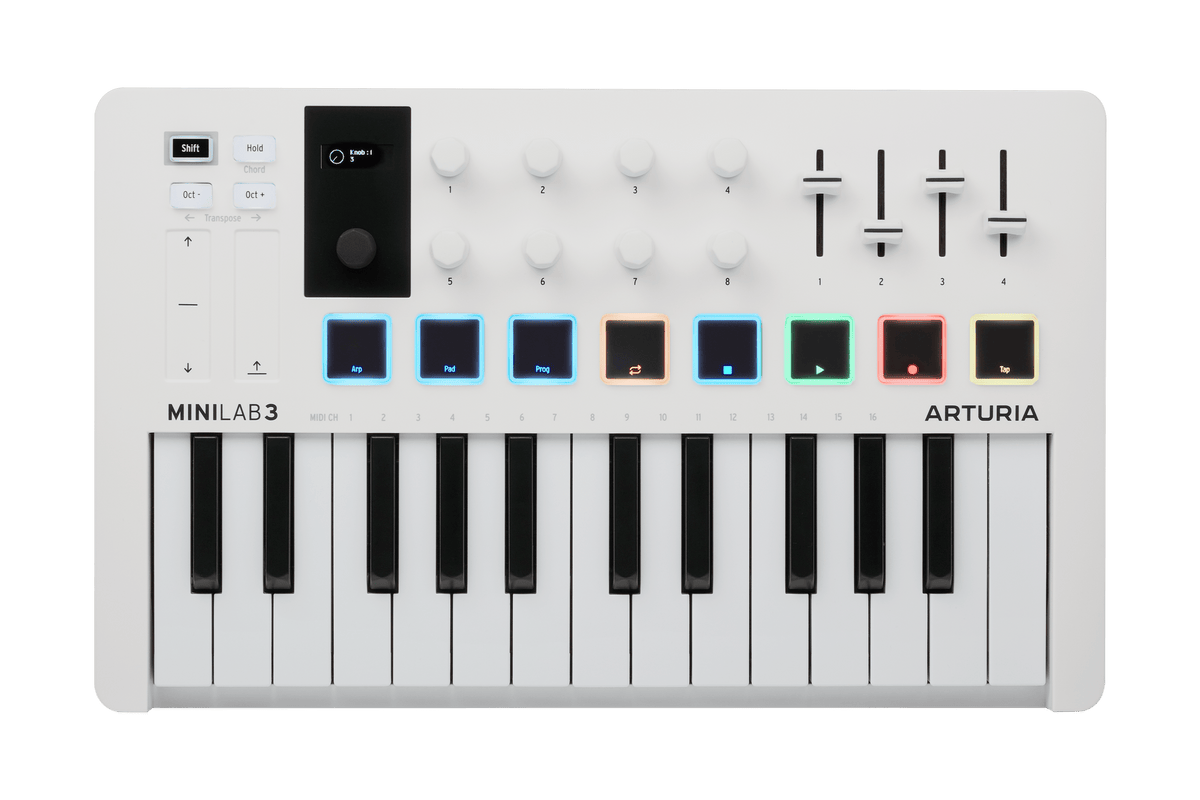 Controlador MIDI Arturia MiniLab 3 blanco, vista principal