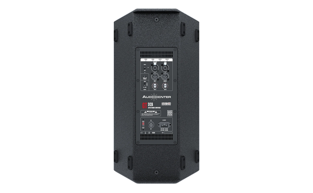 Panel posterior con entradas y controles del Audiocenter GT512A
