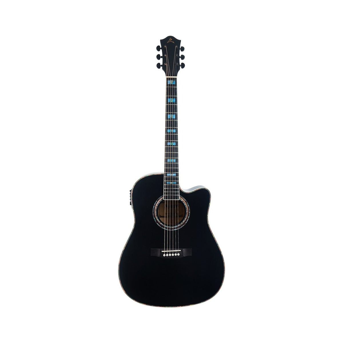 Guitarra Electroacústica Ayson BL380 completa en vista frontal sobre fondo blanco