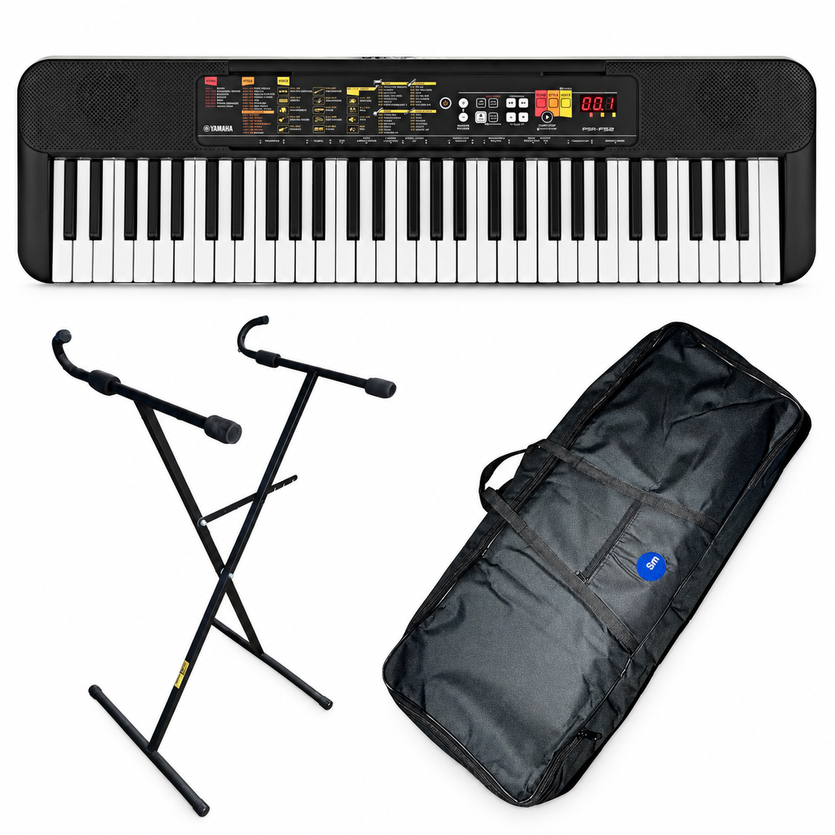 Combo Teclado Organeta Yamaha PSR F52 con Base X y Estuche Lona