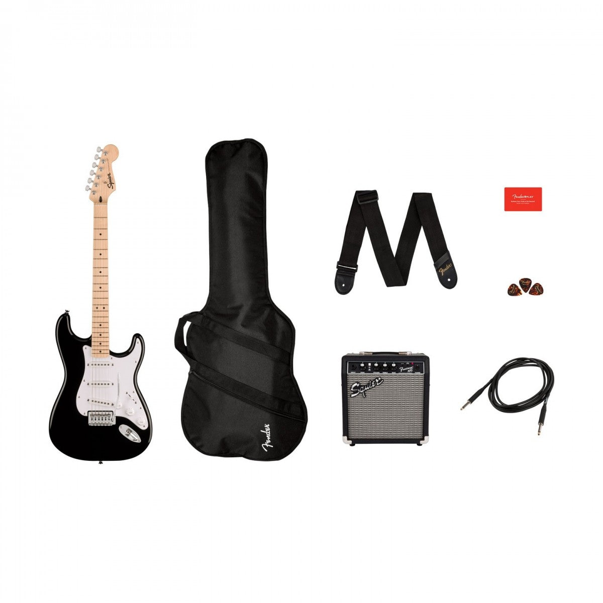 Combo Guitarra Eléctrica Fender Squier Stratocaster 10g Negro