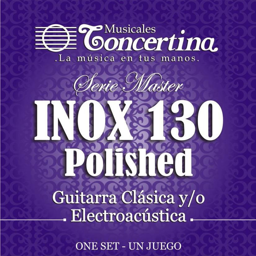 Encordado Concertina INOX 130 para guitarra clásica o electroacústica, empaque oficial