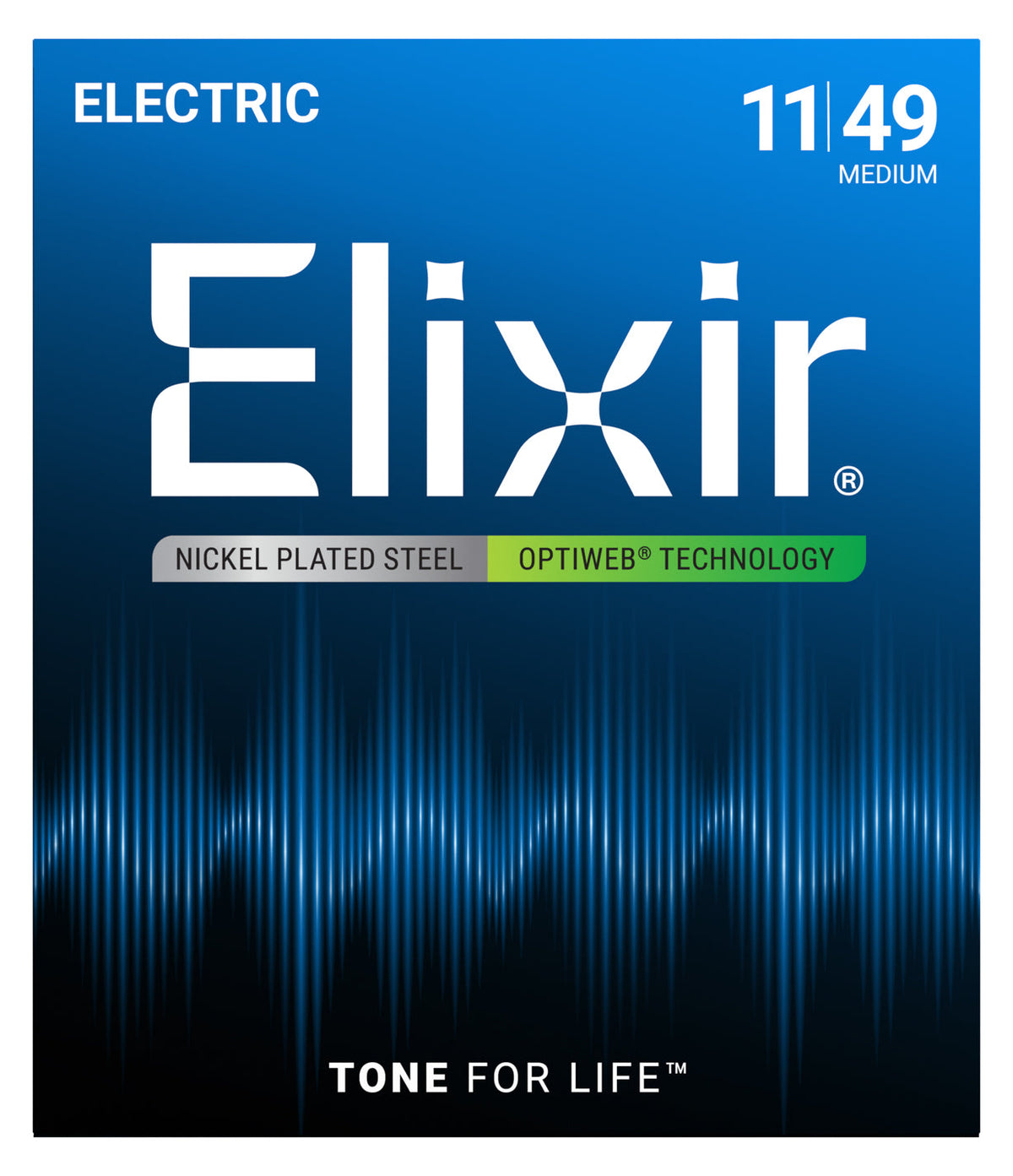 Empaque frontal de cuerdas Elixir 19102 para guitarra eléctrica, Nickel-Plated Steel OPTIWEB, Medium 11-49