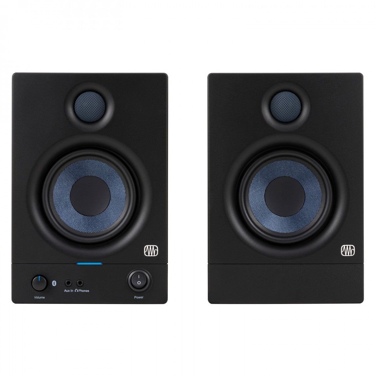 Par de monitores PreSonus Eris E4.5 BT negros, vista frontal