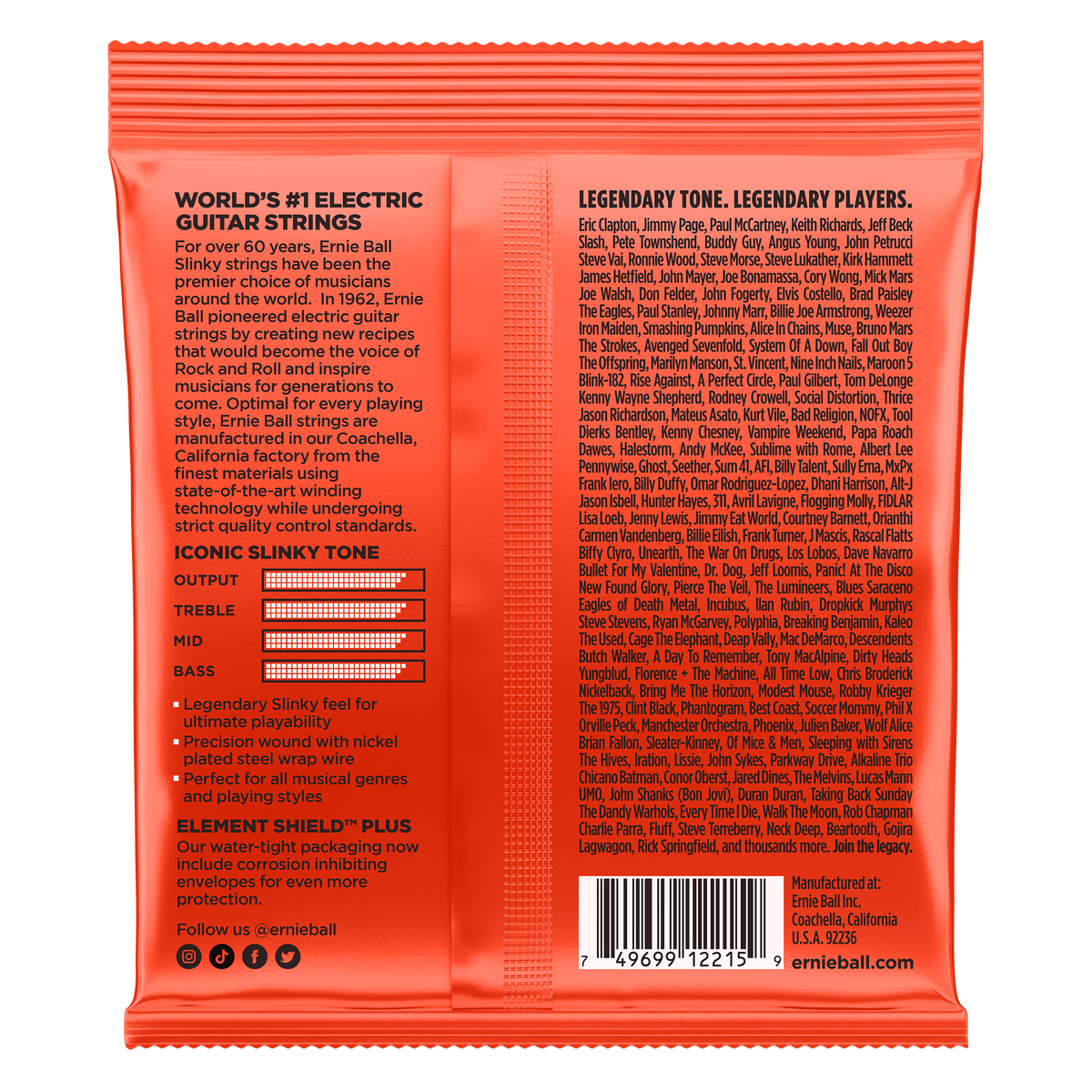 ENCORDADO ERNIE BALL 2215 - vista posterior