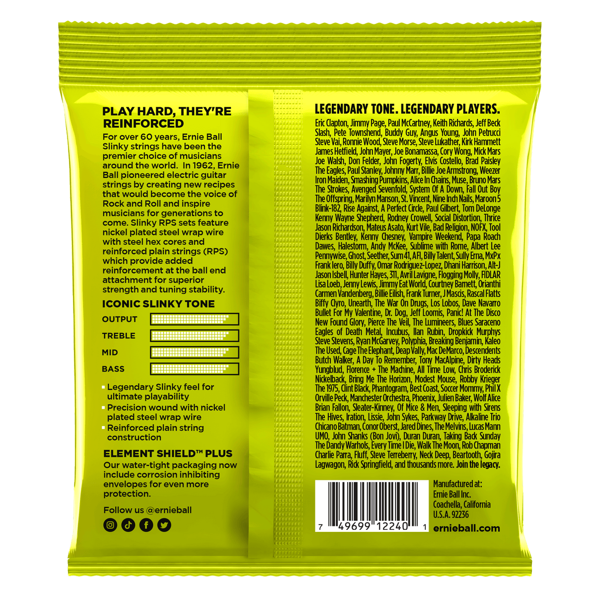 ENCORDADO ERNIE BALL 2240 - vista posterior
