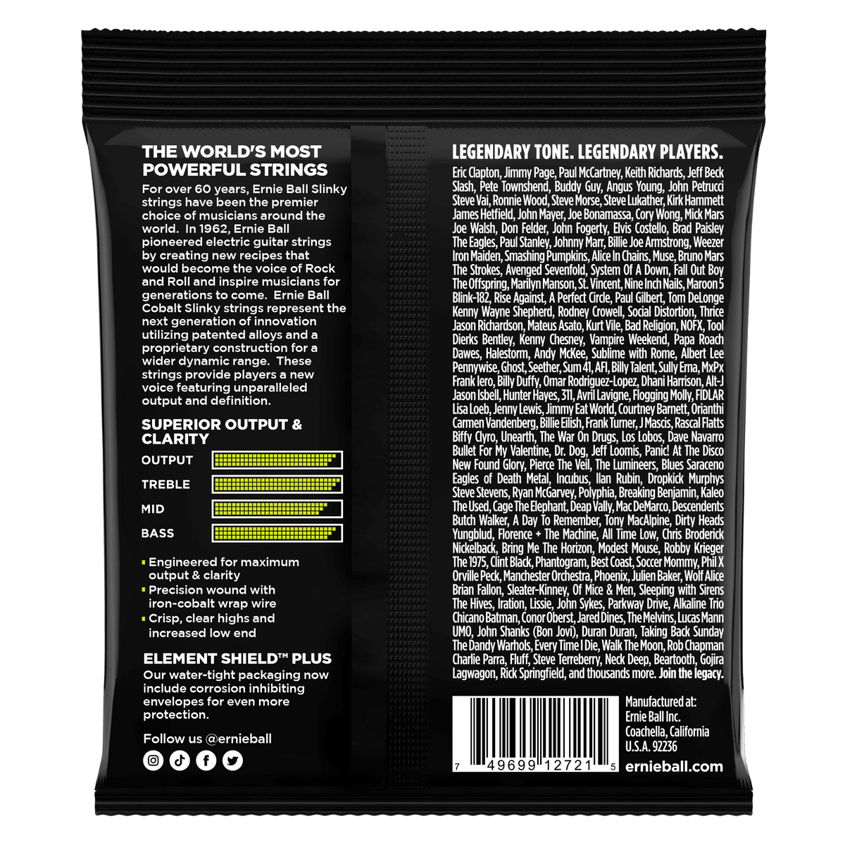 ENCORDADO ERNIE BALL 2721 - vista posterior