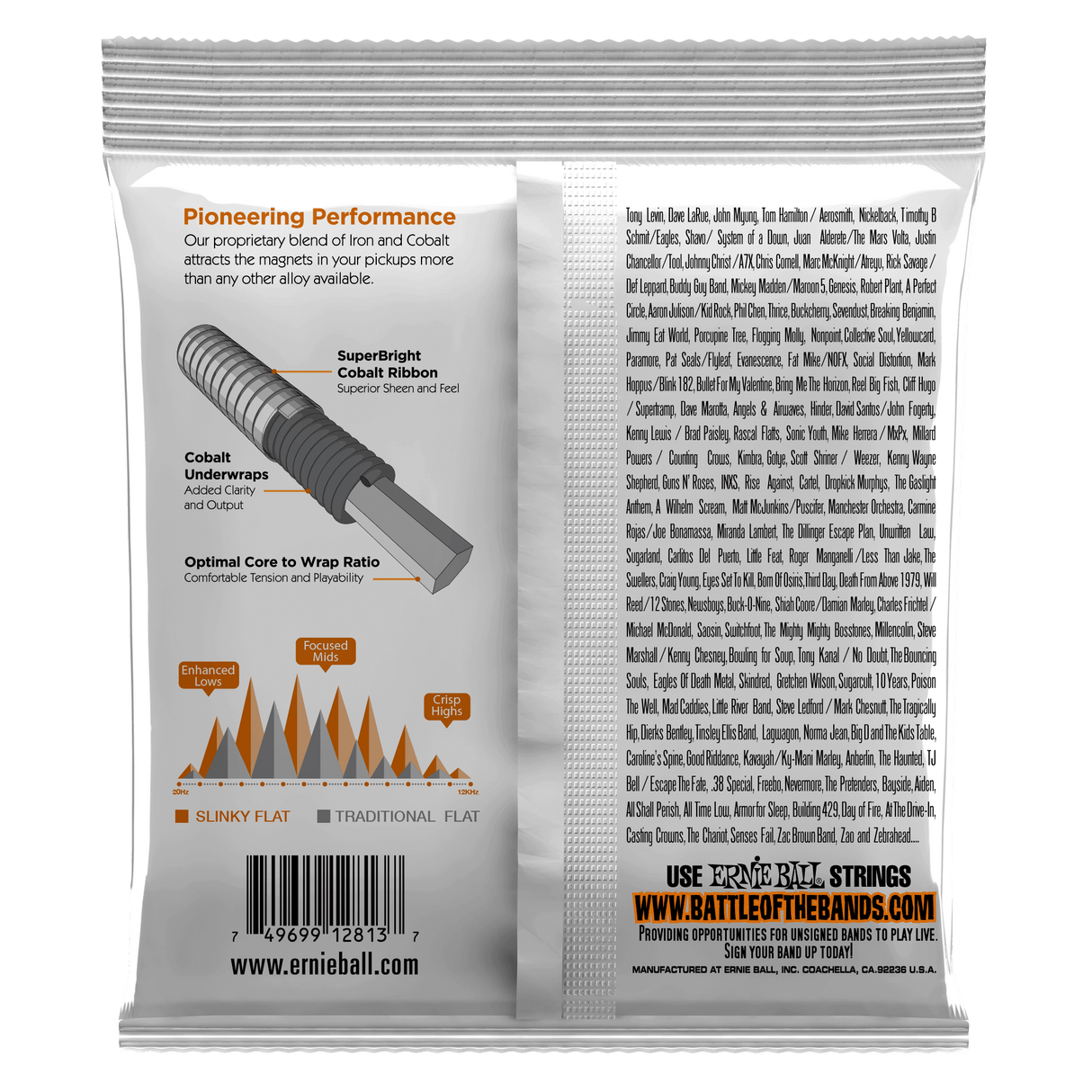 ENCORDADO ERNIE BALL 2813 FLATWOUND - vista posterior