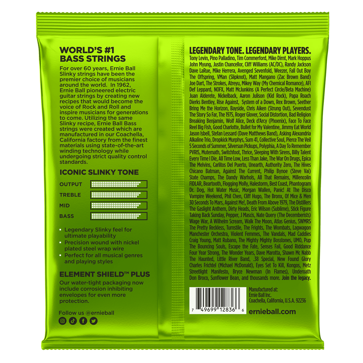ENCORDADO ERNIE BALL 2836 BAJO - vista posterior