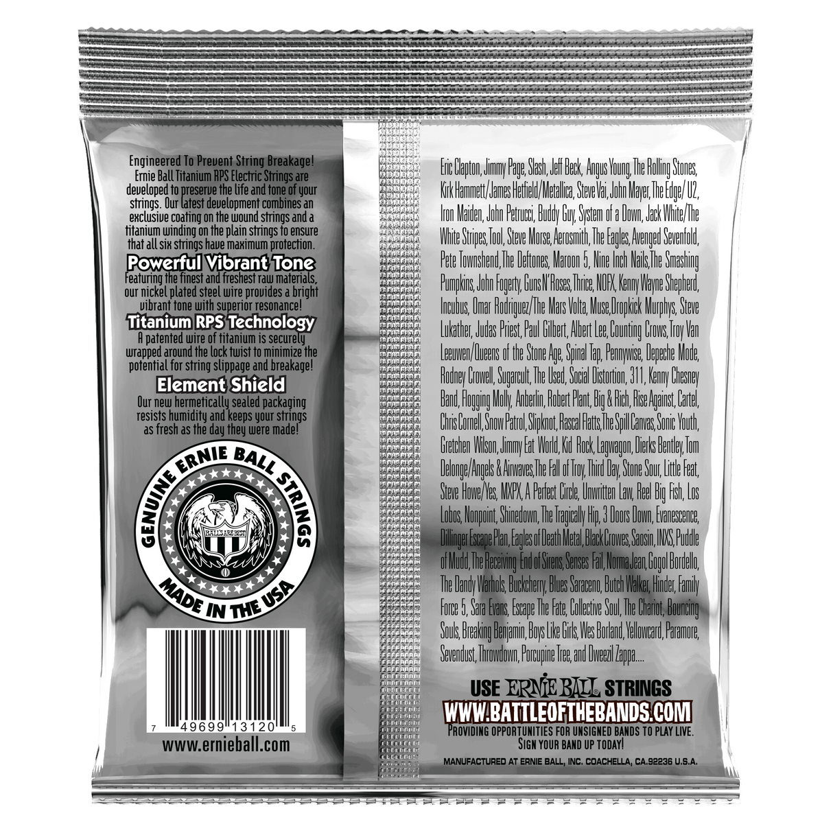 ENCORDADO ERNIE BALL 3120 COATED TITANIUM - vista posterior