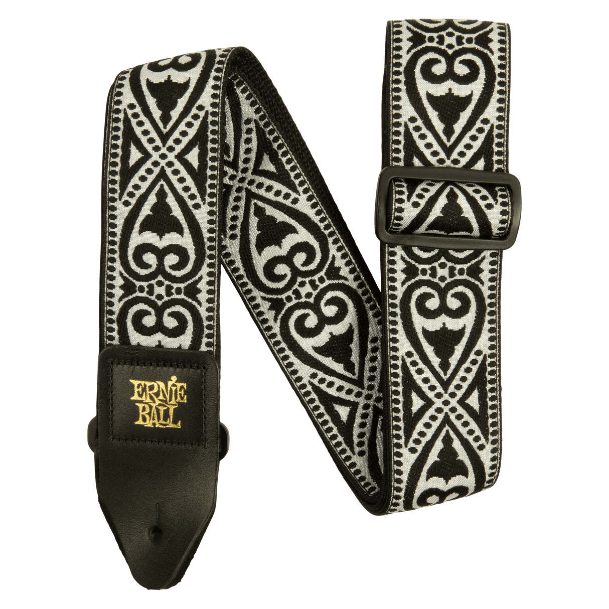 CORREA ERNIE BALL 5345 JACQUARD CORAZON NEGRO - vista frontal