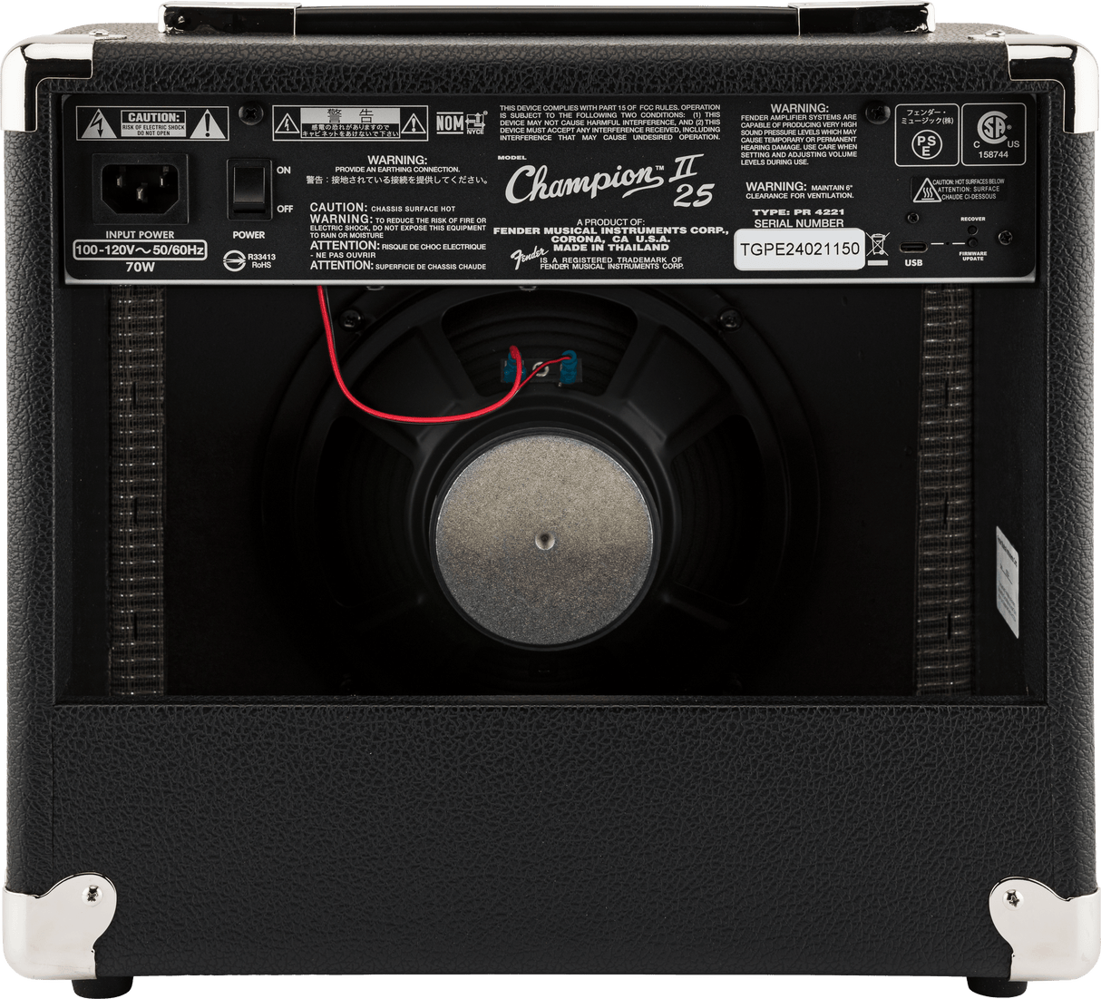 Amplificador Fender Champion II 25, vista posterior