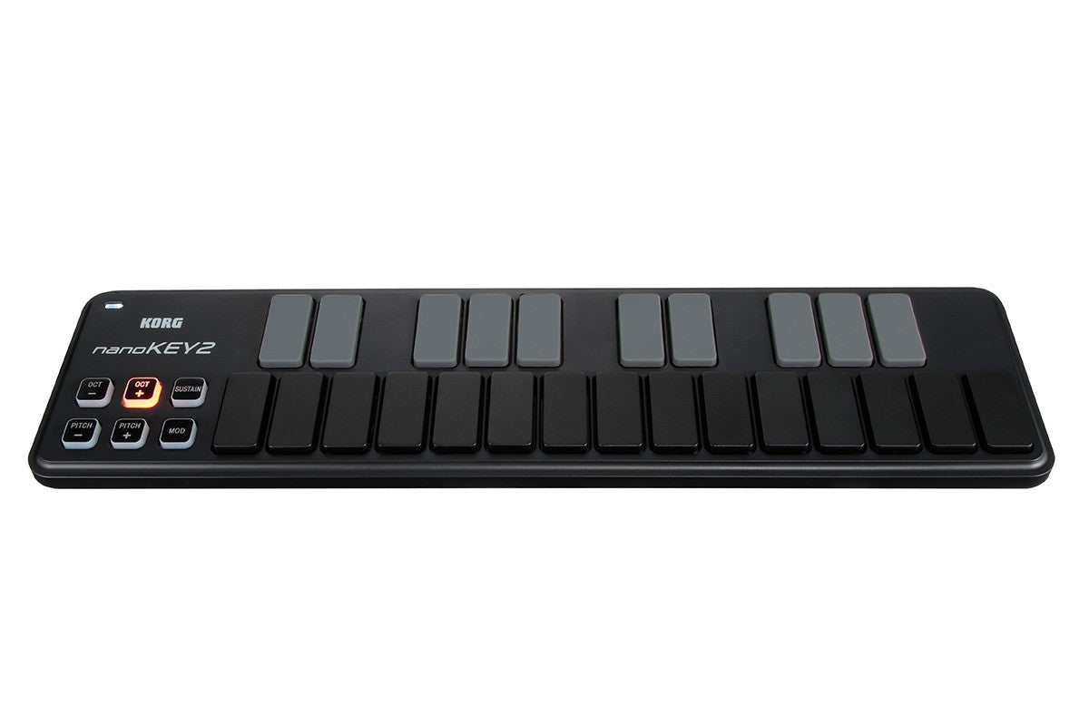 Controlador MIDI Korg nanoKEY2 negro en perspectiva