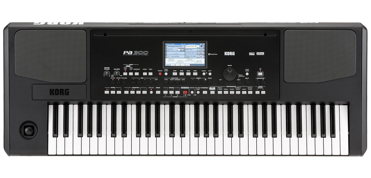 Vista superior del teclado arreglista Korg Pa300 de 61 teclas