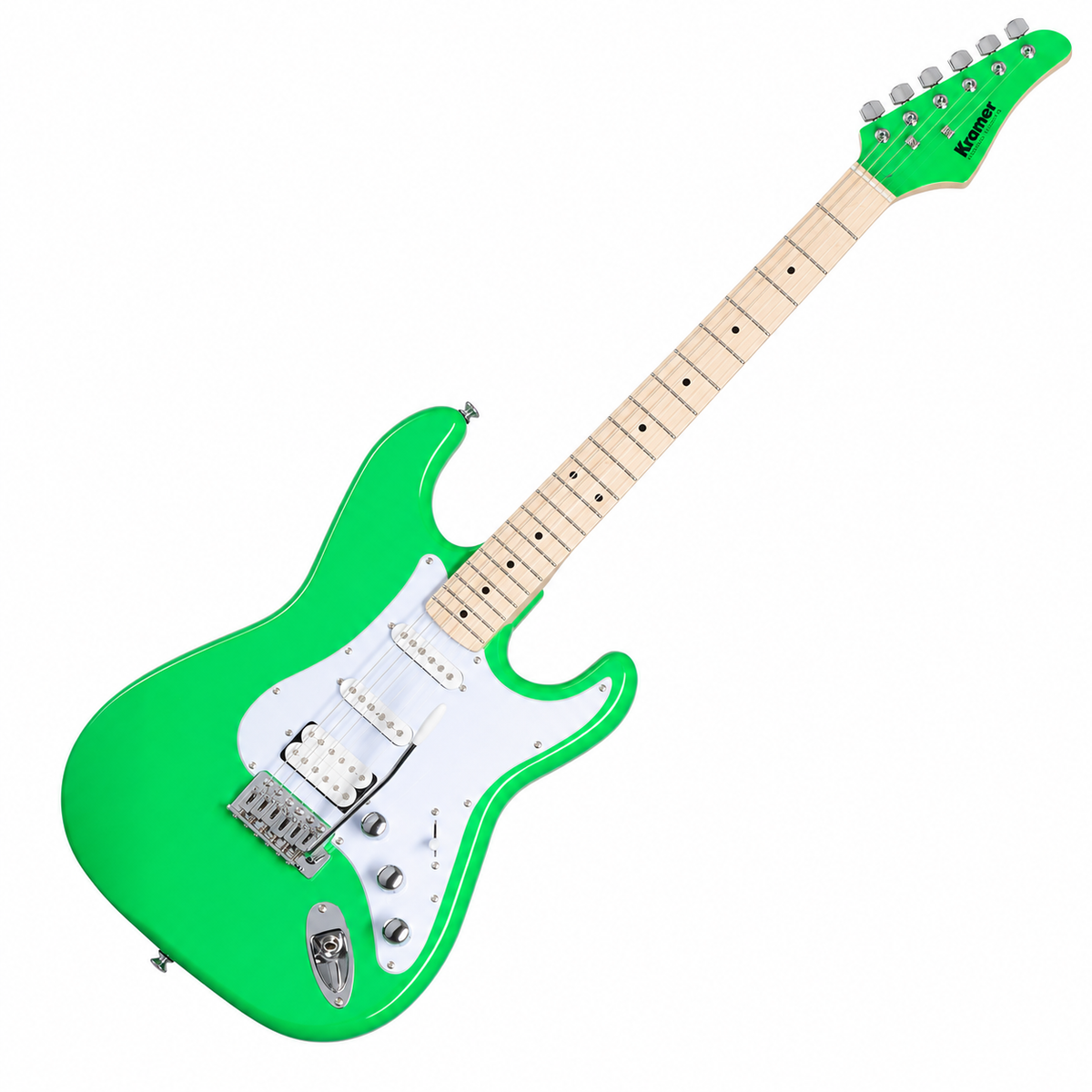 Guitarra Kramer Focus VT-211S Neon Green – vista diagonal frontal completa