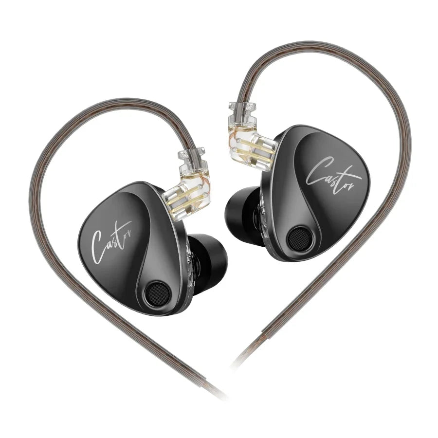 Audífonos in-ear KZ Castor Bass negros, vista principal centrada