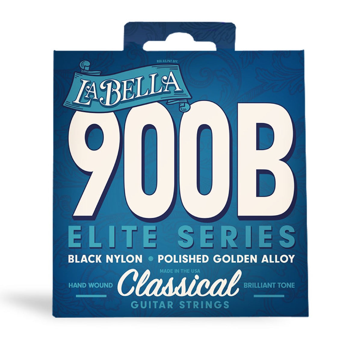 Cuerdas La Bella 900B Elite de nylon negro y Golden Alloy pulido para guitarra clásica