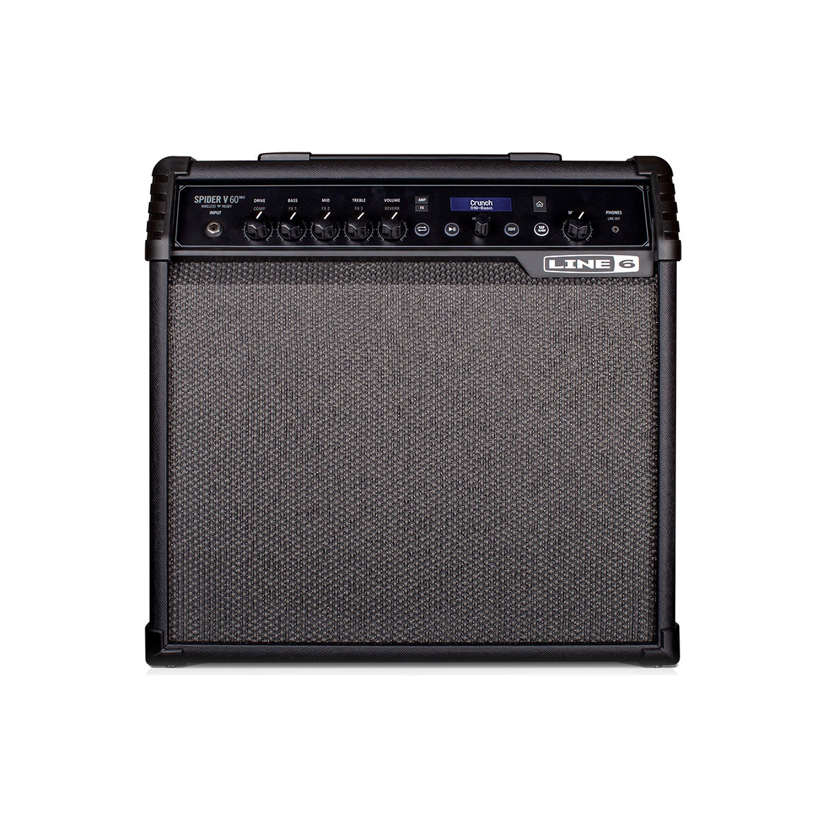 Amplificador Line 6 Spider V 60 MkII, vista frontal sobre fondo blanco