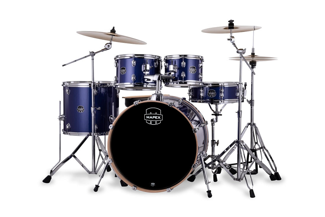 Batería Mapex Venus Blue Sky Sparkle con hardware y platillos, segunda vista frontal
