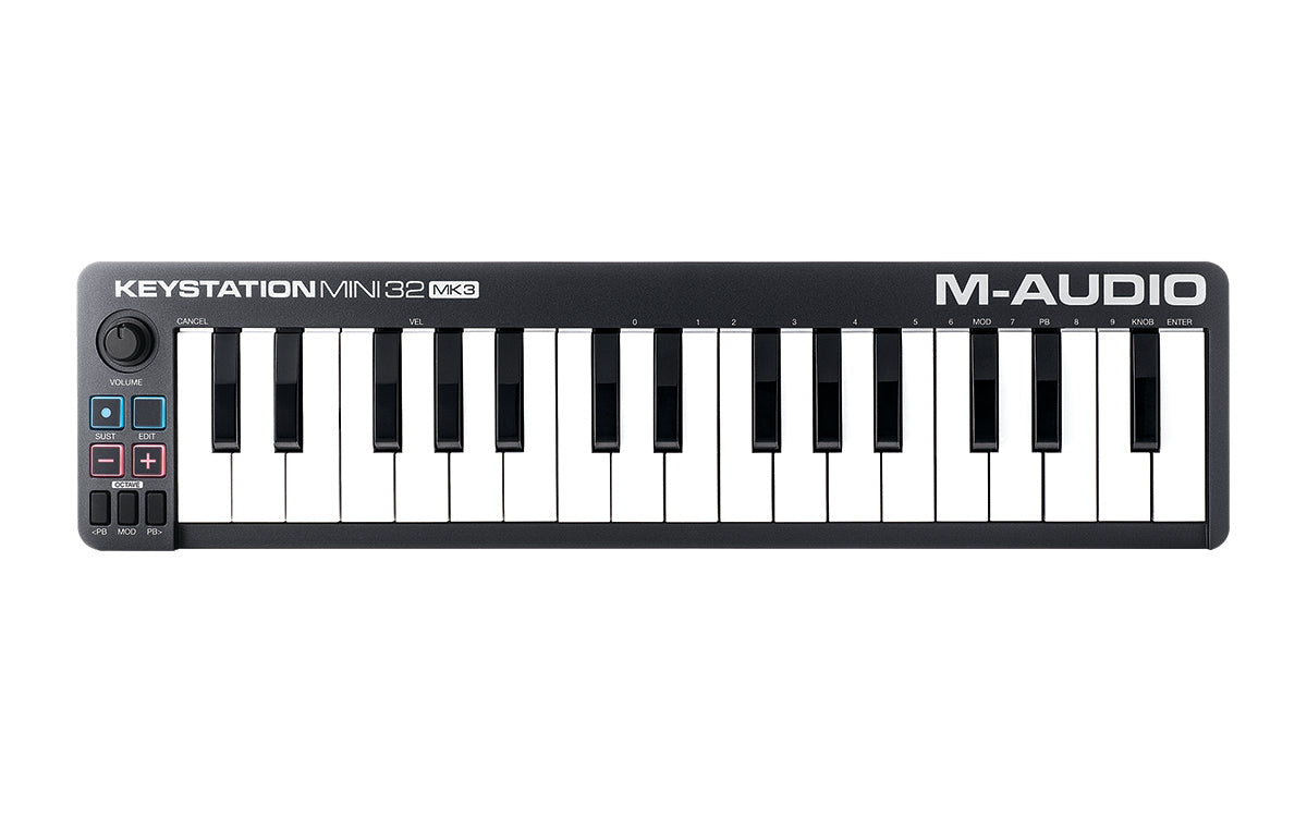 Controlador M-Audio Keystation Mini 32 MK3, vista superior frontal