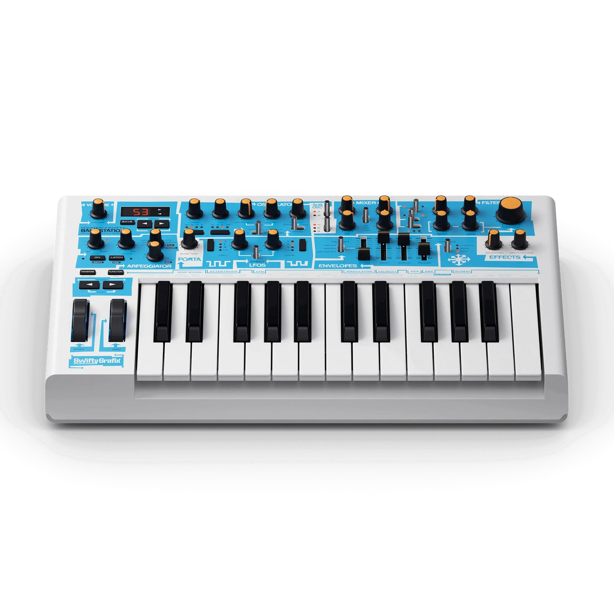 Novation Bass Station II Swifty Edition vista frontal elevada