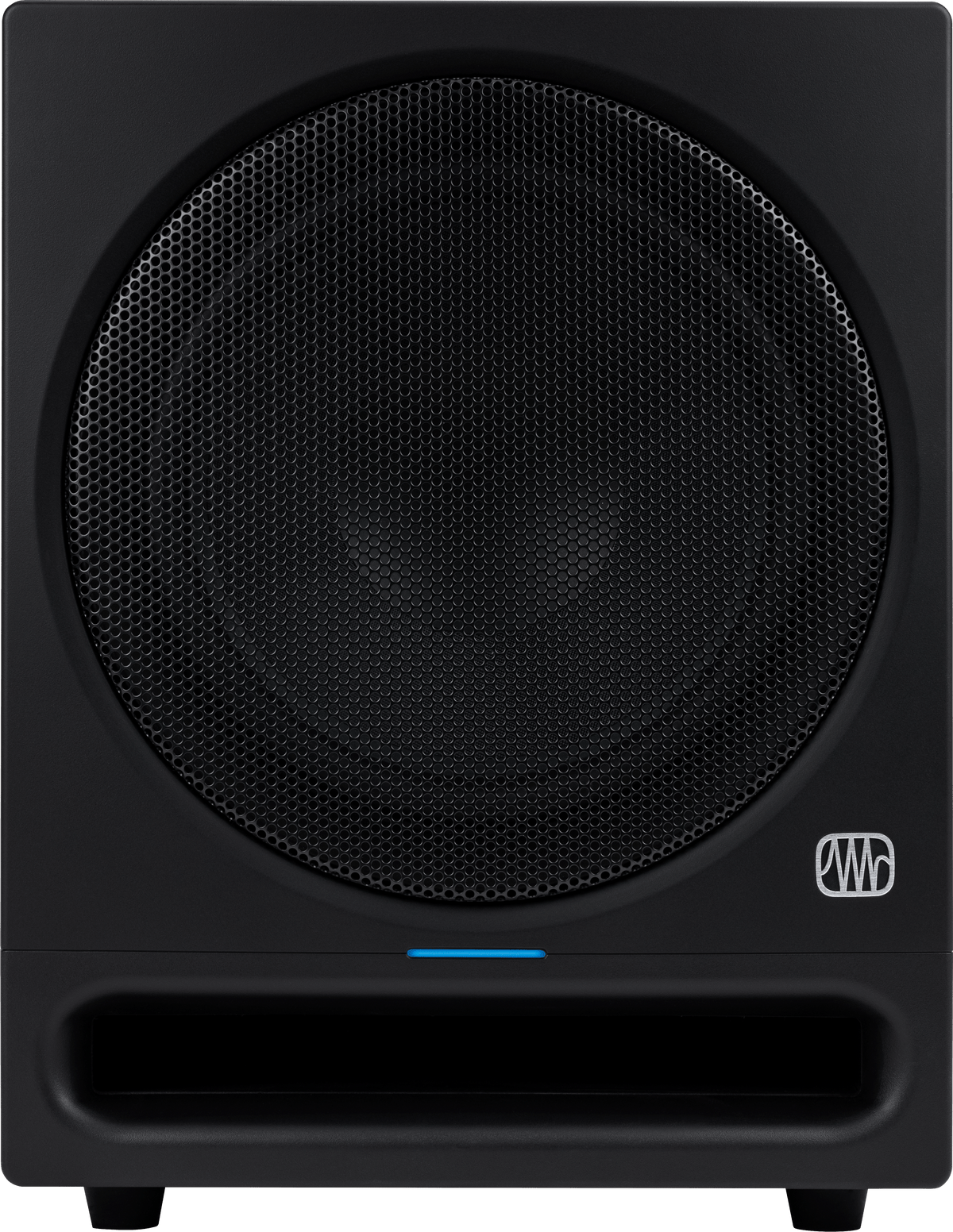 Subwoofer de estudio PreSonus Eris Pro Sub 10 vista frontal completa sobre fondo blanco