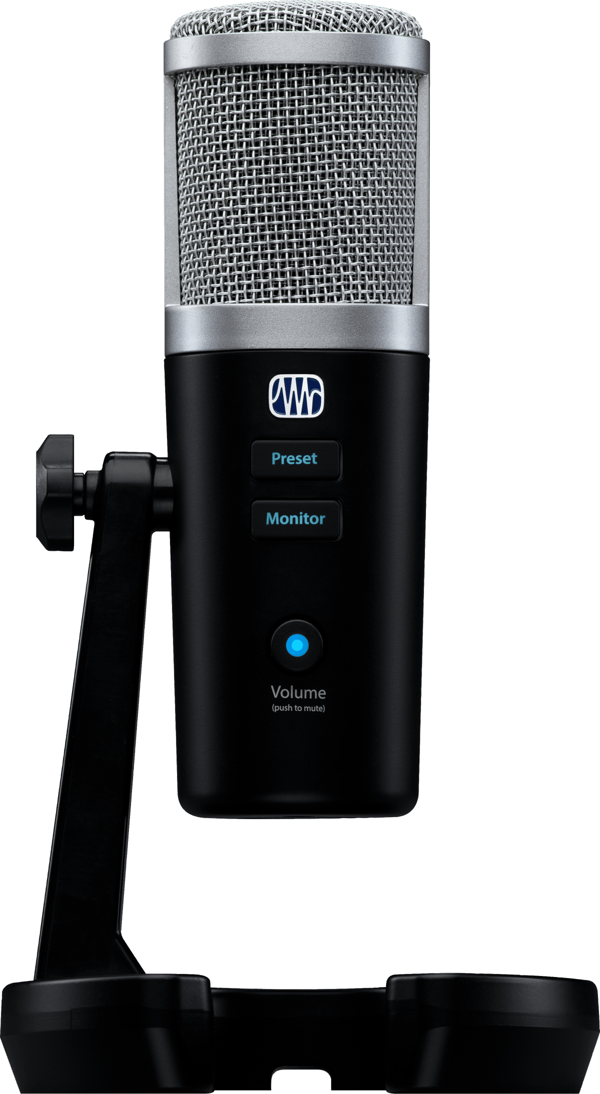 Micrófono USB PreSonus Revelator vista principal completa sobre fondo blanco