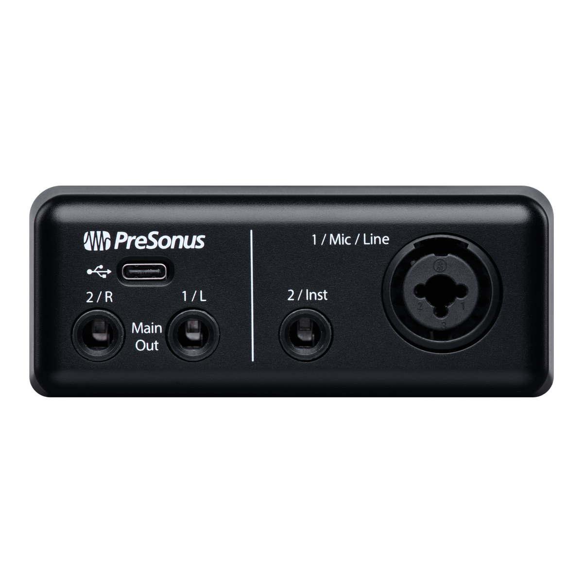 Interfaz PreSonus AudioBox GO, panel de entradas
