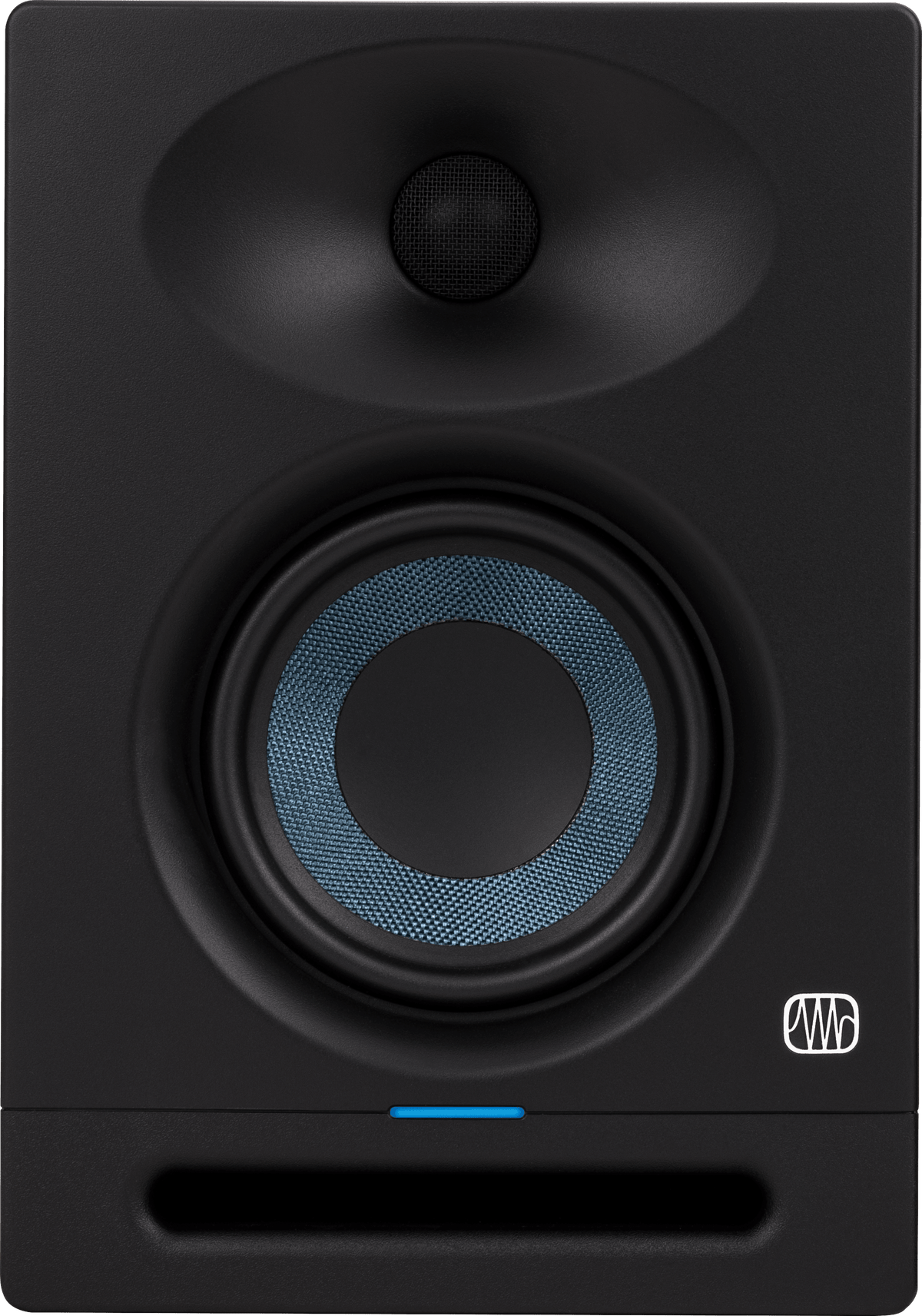 Monitor de estudio PreSonus Eris Studio 4 vista frontal completa sobre fondo blanco