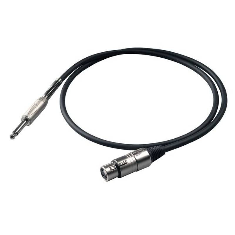 Cable PROEL BULK200LU3 XLR hembra a jack 6,3 mm TS, 3 m, negro