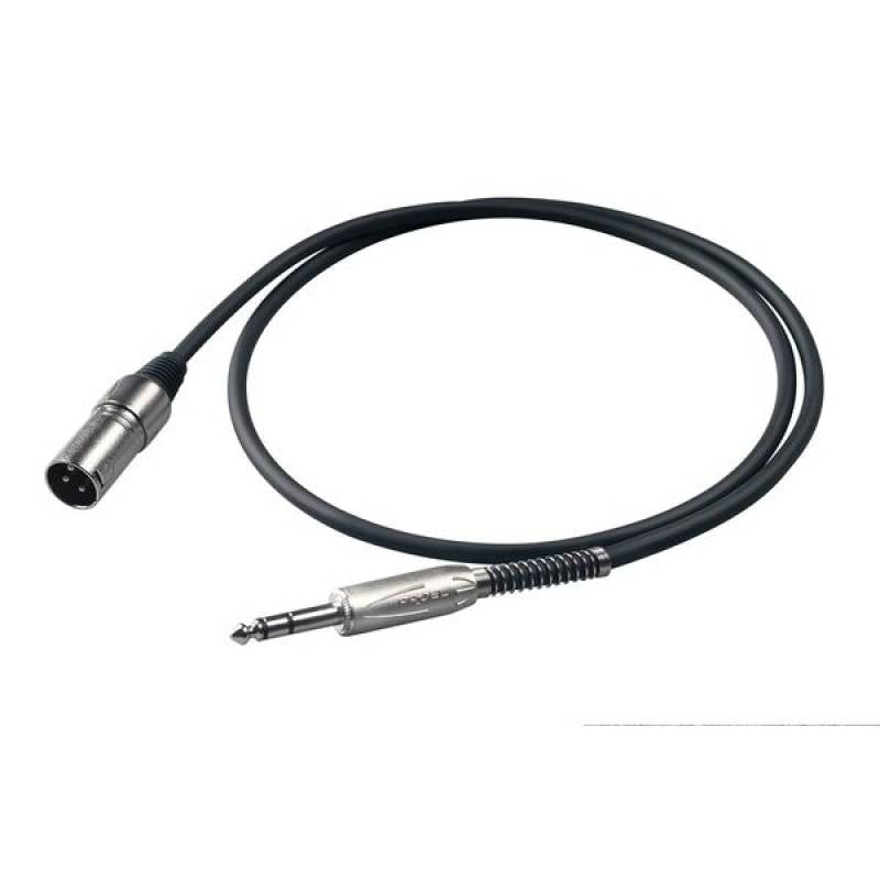 Cable balanceado PROEL BULK230LU5 jack 6,3 mm TRS a XLR macho, 5 m, negro