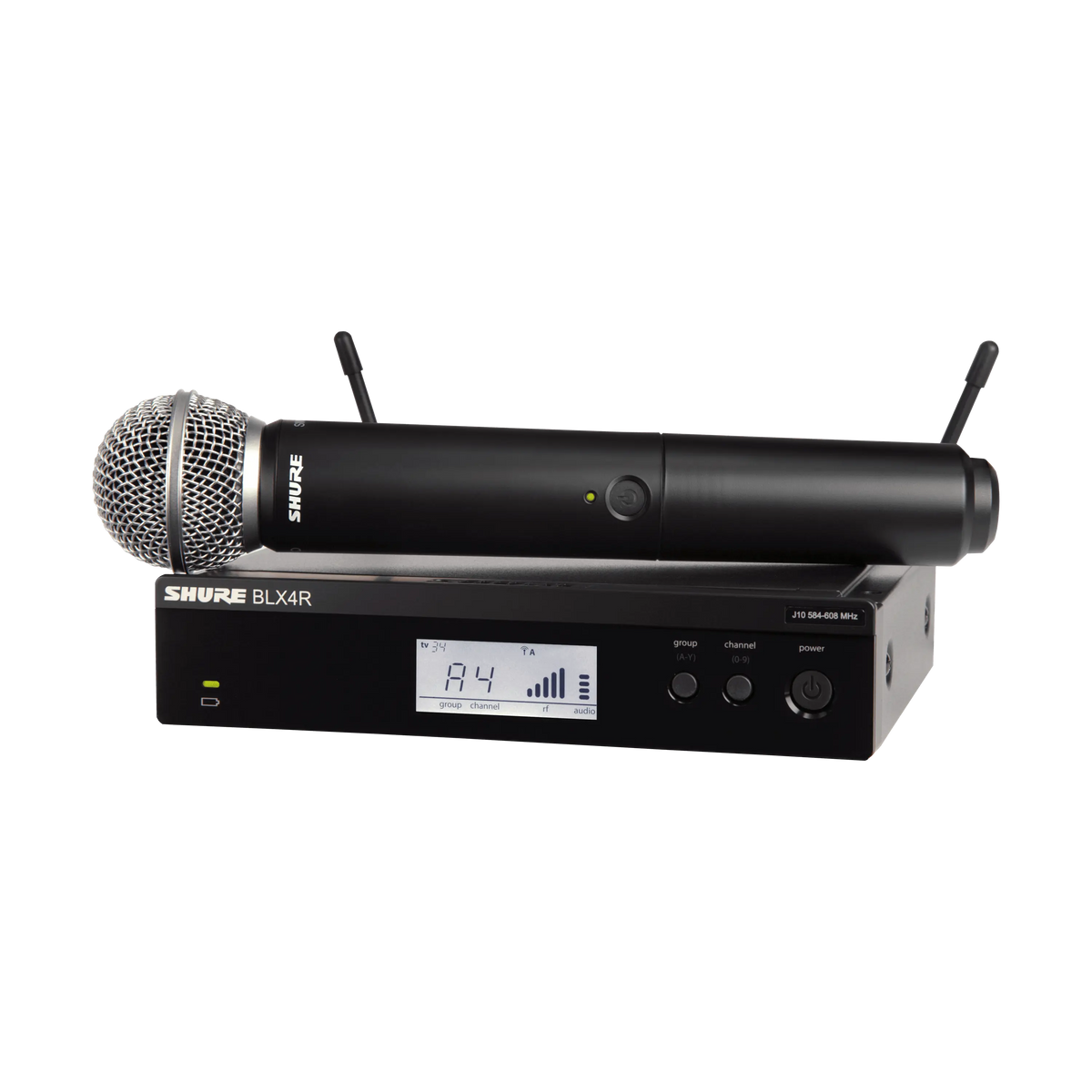 Sistema vocal Shure BLX24R/SM58 con receptor de rack y micrófono SM58